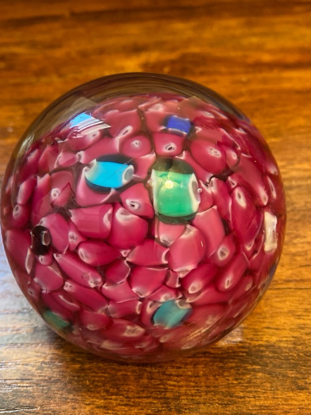 Hand blown  Pink Decorative Glass Paperweight - Brand Unknown